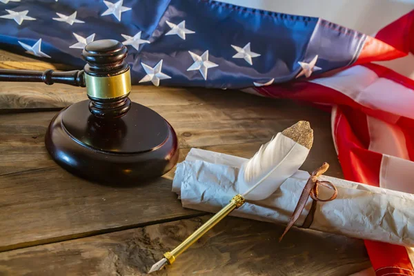 Judge Hammer Flag America — Stockfoto