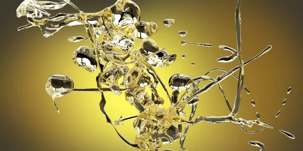Burbujas Aceite Oro Naranja Formas Fluidas Agua Purificada Sobre Fondo —  Fotos de Stock