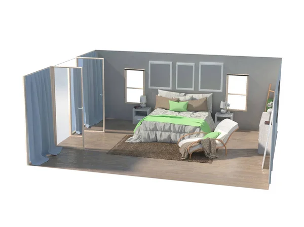 Illustration Scandinavian Interior Living Room Concept Light Gray Sofa White — 스톡 사진