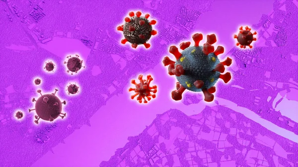 Wuhan Miasto Chiny Koronawirusa Koncepcja Wirusa Map Renderowanie — Zdjęcie stockowe