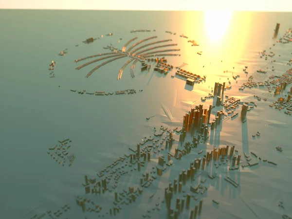 ドバイ市3D地図 3Dレンダリング — ストック写真
