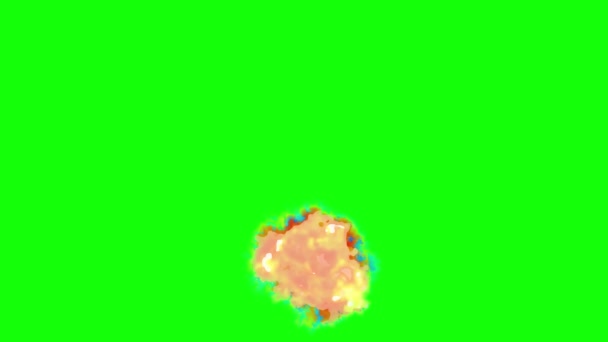 Мультяшная Анимация Взрывной Формой Слово Wow Зеленый Фон — стоковое видео