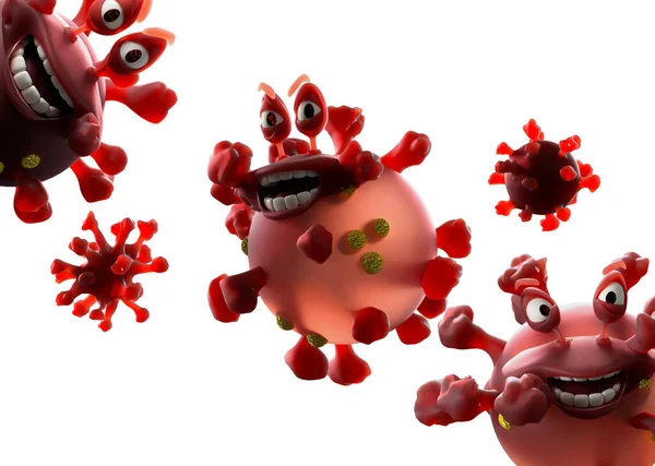 Virus Dibujos Animados Covid Coronavirus Concepto Cuarentena Render — Foto de Stock