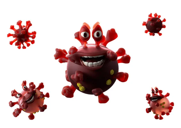 Virus Dibujos Animados Covid Coronavirus Concepto Cuarentena Render — Foto de Stock