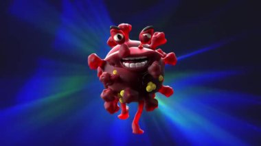 karikatür virüsü Covid 19 koronavirüs konsepti 3D görüntüleme