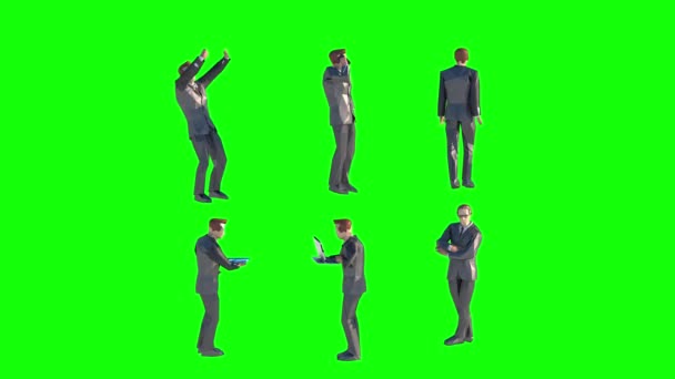 低保利の実業家は3Dレンダリング — ストック動画