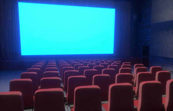 Interior Del Cine Cine Con Asientos Vacíos Rojos Negros Con —  Fotos de Stock