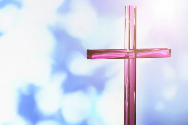 背景明亮的基督教十字架 复活节和圣诞节背景的概念3D渲染 — 图库照片