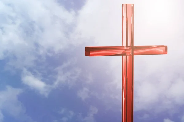 Christian Cross Bright Background Concept Easter Christmas Background Render — Stock Photo, Image