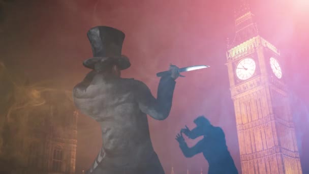 Jack Ripper Het Oude Londen Render — Stockvideo