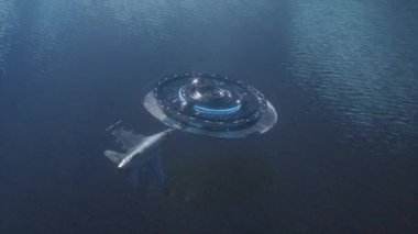 UFO askeri bir uçaktan uçarak uzaklaşıyor.