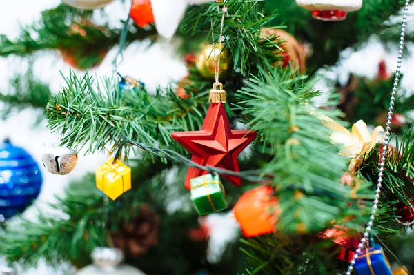 Christmas tree and decoration. Background — Stock Photo, Image