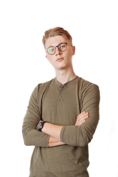 Retrato de joven con gafas graduadas — Foto de Stock