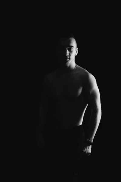 Black and white portrait of fitness man — 스톡 사진