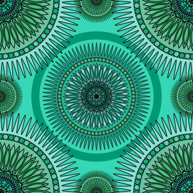 Oryantal mandalalar ile Seamless zümrüt modeli. Islam, Arapça, Asya motifler. Kaleydoskop yazdırma. Vintage danteller ruh. Kumaş, duvar kağıdı veya kaydırma
