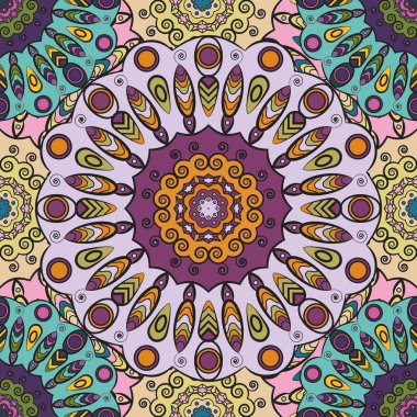 Menekşe renkli seamless modeli ile Doğu çiçek orament. Aztek, Türk, pakistan, Hindistan, Çin, Japon tarzı çiçek oryantal tasarım.