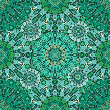 Vintage oryantal seamless modeli yeşil renklerde. Hint, Arapça, Osmanlı, Türk, Japon, Çin çiçek motifi arka plan veya ön için. Kaydırma veya Tekstil için Doğu retro süsleme.