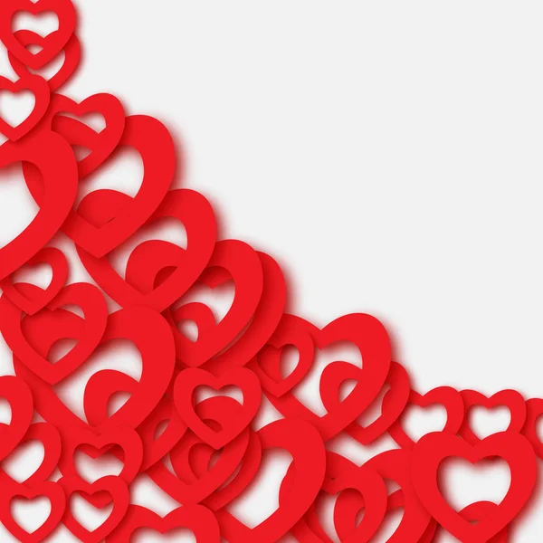 День Святого Валентина красивий абстрактний фон з вирізаними паперовими серцями 3d. Векторні ілюстрації для картки . — стоковий вектор