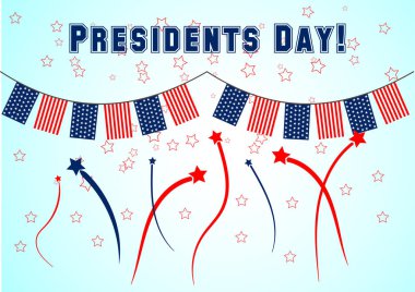 Başkanlar Günü afiş renkli garland ve Selam ile. Vektör çizim vatansever Festivali için.