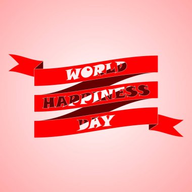 Uluslararası gün mutluluk, 20 madrch için tasarım. Kırmızı kurdele kesme mektup tarzında yapılmış üzerinde metin.