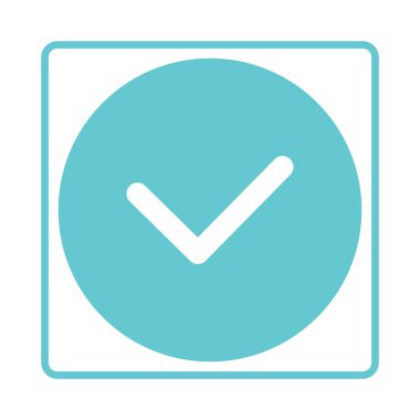 Onay işareti simgesi. Mavi renkli kene sembolü. Tamam,