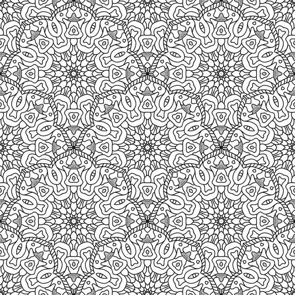 Svart och vitt sömlös orientaliska mönster. Monokrom sömlös bakgrund med mandalas. Handritade vektorillustration. Anti stress färgsätta kakel. — Stock vektor