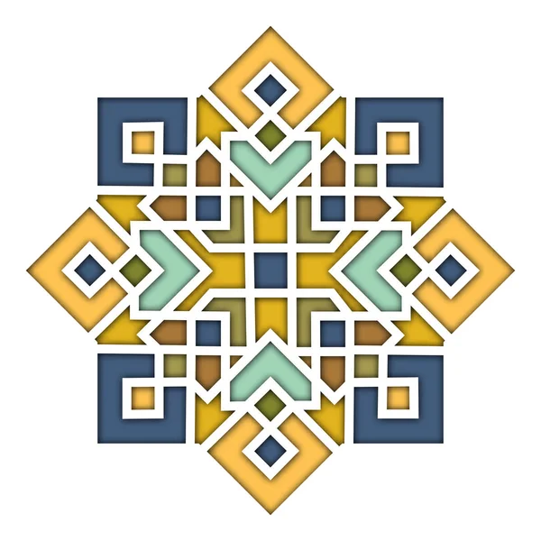 Modello orientale arabesco, vignetta in stile islamico, vetrate colorate orientali. Illustrazione per Eid Mubarak, piastrelle decorative della moschea 3d. Spagnolo, Turco, motivo Messicano . — Vettoriale Stock