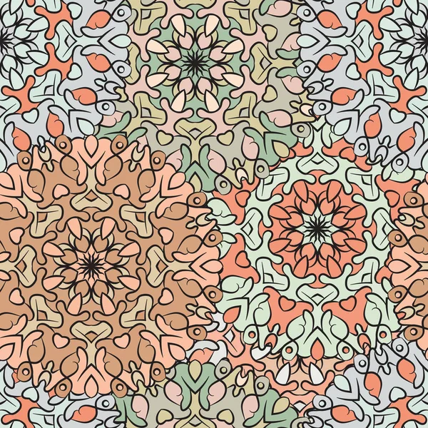 Seamless mönster i orientalisk stil, färgade omslagspapper med blommig mandalas prydnad. Turkiska, arabiska, indiska, kinesiska, mexikanska stil tapet. — Stock vektor