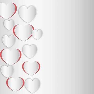 Mutlu Sevgililer günü - kırmızı kalp kağıt etiket ile gölge - vektör çizim kartpostal