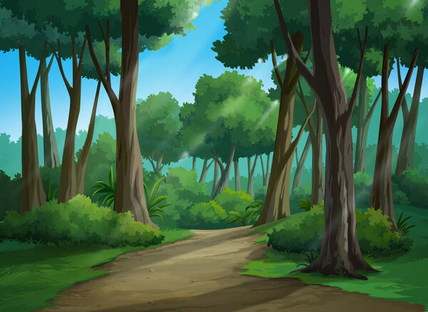 Illustration of an outdoor in the jungle and natural