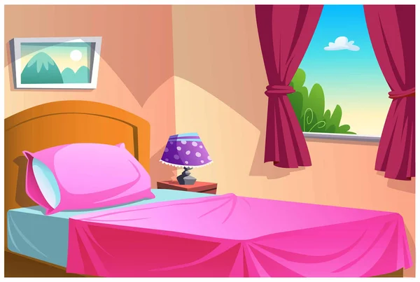 家のベッドルームはとても甘く美しいです. — ストックベクタ