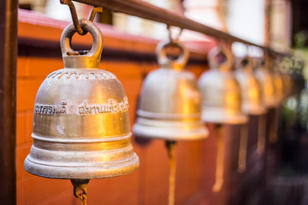 Ancient temple bells in Bangkok Thailand