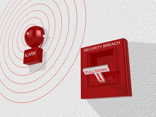 Security breach switch activated sounding an alarm — Stock Photo, Image