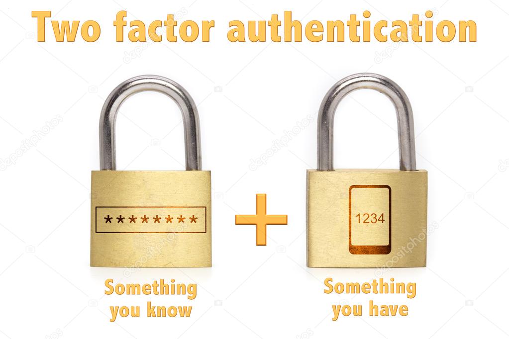 Two factor authentication padlocks concept know and have