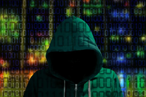 Hacker mit Datenstrom-Cyber-Sicherheitskonzept — Stockfoto