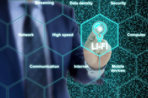 Ekspert wyjaśnia komponenty Li-Fi — Zdjęcie stockowe