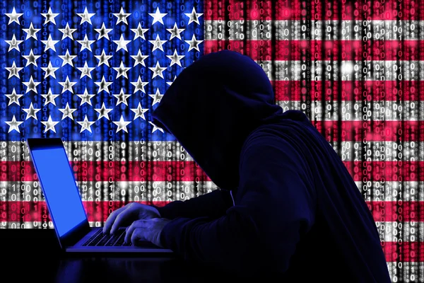 Hacker fra USA på arbejde cybersecurity koncept - Stock-foto