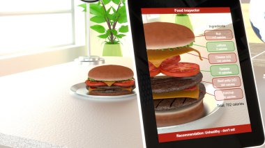 Artırılmış gerçeklik hamburger gıda analiz
