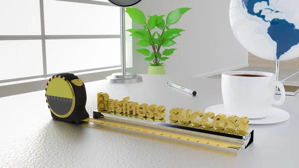 Measure business success concept with tape on office desk