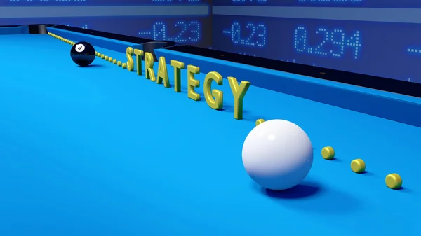 Strategia biliardo concetto di business sul blu — Foto Stock