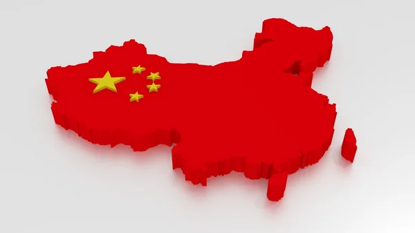 3D Map of China in red isolated on white — Stock Photo, Image