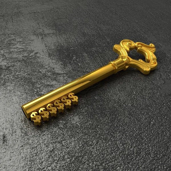 A chave para a riqueza dólar dourado conceito-chave — Fotografia de Stock