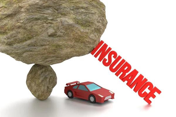 Kfz-Versicherungskonzept mit Sportwagen unter einem Felsen — Stockfoto