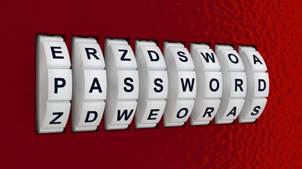 Password rotary lock embedded in a red wall — Stock Photo, Image