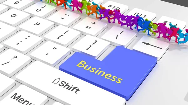 Zajęty biznes online klawiatury biznesmenów prosto — Zdjęcie stockowe