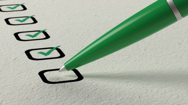 Bir denetim listesindeki öğeleri off yeşil topu kalem geçiş 