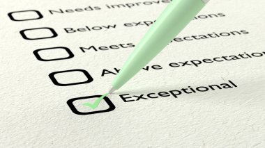 Yeşil topu kalem geçiş mükemmel bir performans evaluatio kapalı