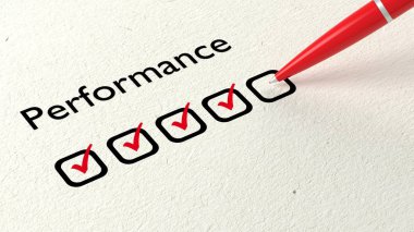 Kırmızı Top kalem kapısı üzerinde bir performans değerlendirme mükemmel kapalı