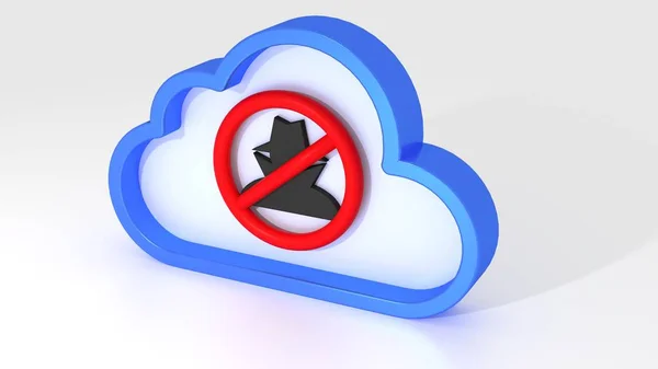 Cloud computing veiligheid geen hacker ondertekenen op wit — Stockfoto