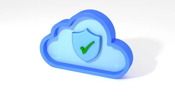 Cloud computing säkerhet shield symbol på vit — Stockfoto